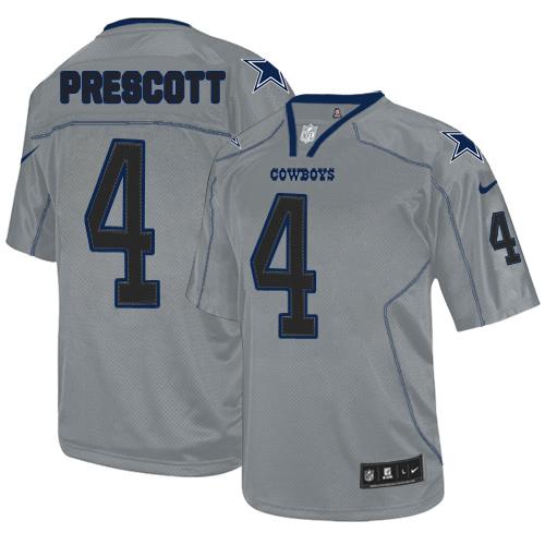 Nike Cowboys #4 Dak Prescott Lights Out Grey Men's Stitched NFL Elite Jersey